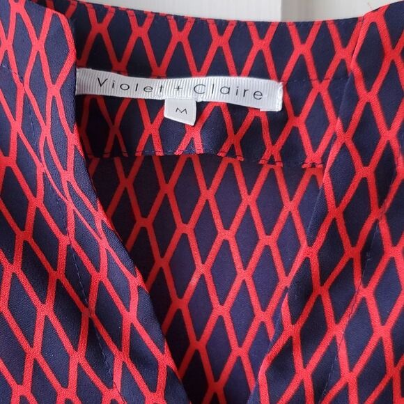 VIOLET + CLAIRE RED WHITE BLUE TUNIC TOP BLUE MEDIUM GEOMETRIC NAUTICAL PATRIOT - Picture 4 of 12